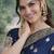 Blue soft silk banarasi jacuard work designer party wear saree with unstitched blouse piece