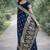 Blue soft silk banarasi jacuard work designer party wear saree with unstitched blouse piece