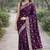 Wine soft silk banarasi jacuard work designer party wear saree with unstitched blouse piece