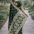 Green soft silk banarasi jacuard work designer party wear saree with unstitched blouse piece