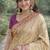 Cream soft silk banarasi jacuard work designer party wear saree with unstitched blouse piece