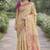 Cream soft silk banarasi jacuard work designer party wear saree with unstitched blouse piece