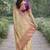 Cream soft silk banarasi jacuard work designer party wear saree with unstitched blouse piece
