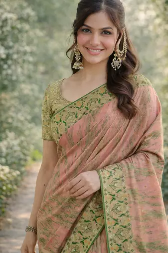 Pink soft silk banarasi jacuard work designer party wear saree with unstitched blouse piece
