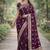 Wine soft silk banarasi jacuard work designer party wear saree with unstitched blouse piece