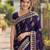 Plum soft silk banarasi jacuard work designer party wear saree with unstitched blouse piece