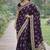 Plum soft silk banarasi jacuard work designer party wear saree with unstitched blouse piece