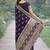 Plum soft silk banarasi jacuard work designer party wear saree with unstitched blouse piece