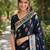 Blue soft silk banarasi jacuard work designer party wear saree with unstitched blouse piece