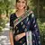 Blue soft silk banarasi jacuard work designer party wear saree with unstitched blouse piece