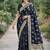 Blue soft silk banarasi jacuard work designer party wear saree with unstitched blouse piece