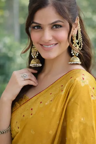 Yellow silk blend banarasi saree with unstitched blouse piece