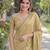 Cream soft silk banarasi jacuard work designer party wear saree with unstitched blouse piece