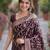 Wine soft silk banarasi jacuard work designer party wear saree with unstitched blouse piece