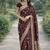 Maroon soft silk banarasi jacuard work designer party wear saree with unstitched blouse piece