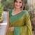 Parrot green soft silk banarasi jacuard work designer party wear saree with unstitched blouse piece