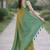 Parrot green soft silk banarasi jacuard work designer party wear saree with unstitched blouse piece