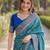 Sky blue soft silk banarasi jacuard work designer party wear saree with unstitched blouse piece