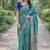 Sky blue soft silk banarasi jacuard work designer party wear saree with unstitched blouse piece