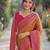Yellow pink soft silk banarasi jacuard work designer party wear saree with unstitched blouse piece