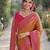 Yellow pink soft silk banarasi jacuard work designer party wear saree with unstitched blouse piece