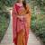 Yellow pink soft silk banarasi jacuard work designer party wear saree with unstitched blouse piece