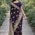 Plum soft silk banarasi jacuard work designer party wear saree with unstitched blouse piece