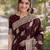 Maroon soft silk banarasi jacuard work designer party wear saree with unstitched blouse piece