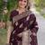 Wine soft silk banarasi jacuard work designer party wear saree with unstitched blouse piece