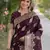 Wine soft silk banarasi jacuard work designer party wear saree with unstitched blouse piece