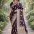 Wine soft silk banarasi jacuard work designer party wear saree with unstitched blouse piece