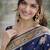 Blue soft silk banarasi jacuard work designer party wear saree with unstitched blouse piece