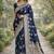 Blue soft silk banarasi jacuard work designer party wear saree with unstitched blouse piece