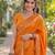 Orange soft silk banarasi jacuard work designer party wear saree with unstitched blouse piece