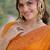 Orange soft silk banarasi jacuard work designer party wear saree with unstitched blouse piece