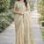Cream soft silk banarasi jacuard work designer party wear saree with unstitched blouse piece