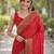 Red soft silk banarasi jacuard work designer party wear saree with unstitched blouse piece