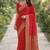 Red soft silk banarasi jacuard work designer party wear saree with unstitched blouse piece