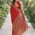 Red soft silk banarasi jacuard work designer party wear saree with unstitched blouse piece