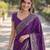 Purple soft silk banarasi jacuard work designer party wear saree with unstitched blouse piece