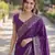 Purple soft silk banarasi jacuard work designer party wear saree with unstitched blouse piece