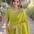 Parrot green soft silk banarasi jacuard work designer party wear saree with unstitched blouse piece