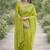 Parrot green soft silk banarasi jacuard work designer party wear saree with unstitched blouse piece