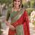 Red soft silk banarasi jacuard work designer party wear saree with unstitched blouse piece