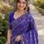 Royal blue soft silk banarasi jacuard work designer party wear saree with unstitched blouse piece
