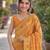 Yellow orange soft silk banarasi jacuard work designer party wear saree with unstitched blouse piece