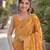 Yellow orange soft silk banarasi jacuard work designer party wear saree with unstitched blouse piece