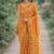 Yellow orange soft silk banarasi jacuard work designer party wear saree with unstitched blouse piece