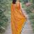 Yellow orange soft silk banarasi jacuard work designer party wear saree with unstitched blouse piece