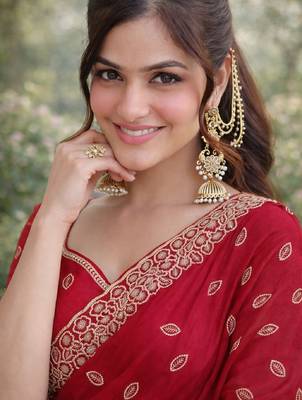 Pink georgette embroidery saree with unstitched blouse piece 3